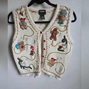 Vintage Studio Joy Christmas Sweater Vest Size M